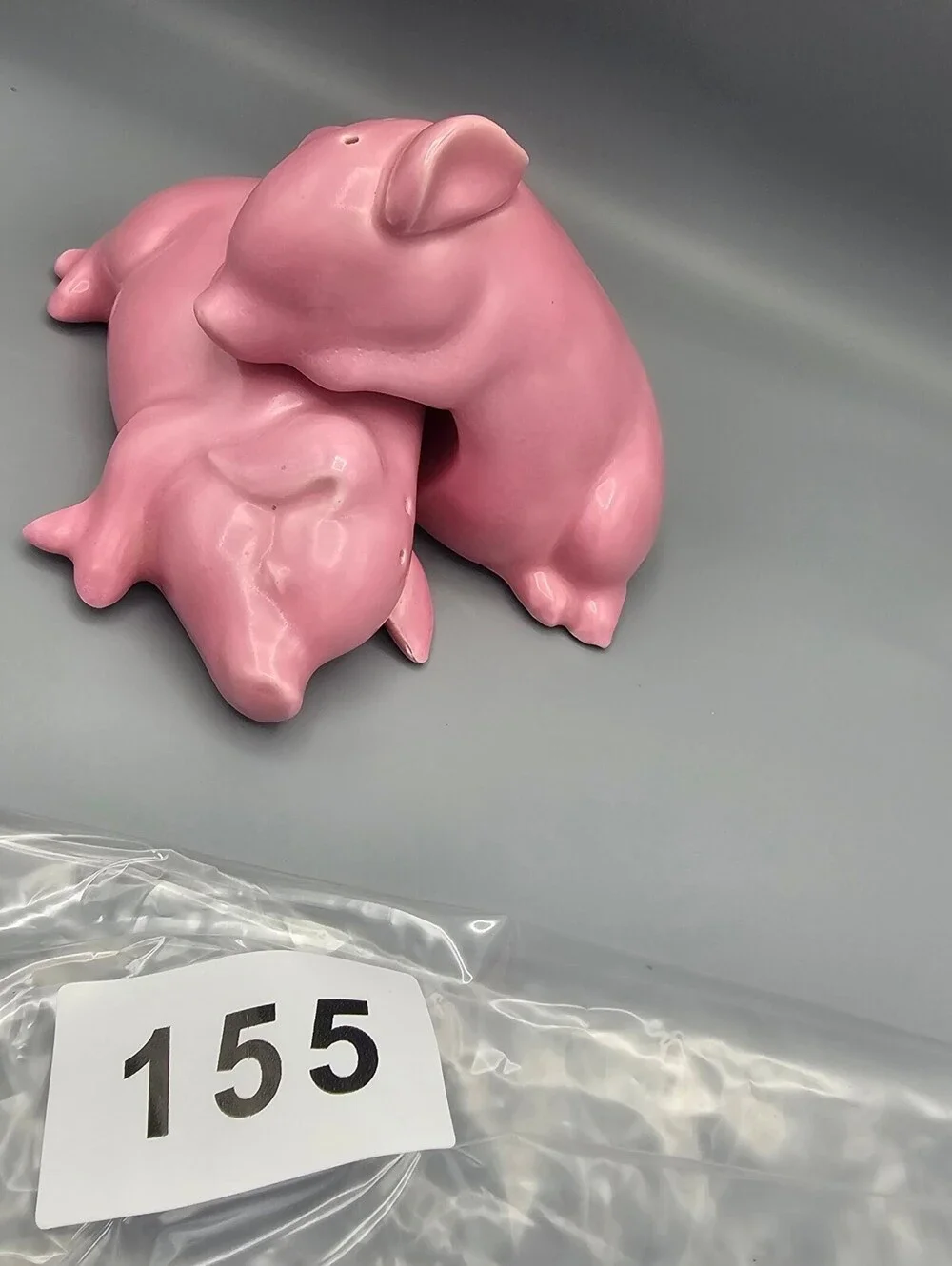 Vintage Pink Ceramic Pig Salt and Pepper Shakers Set